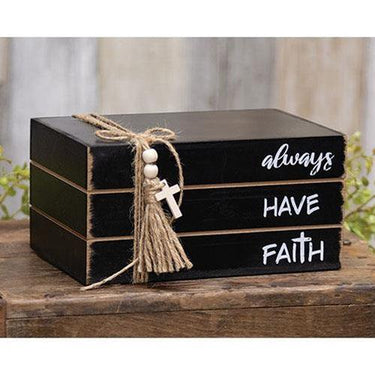 Always Have Faith Wooden Book Stack - The Fox Decor